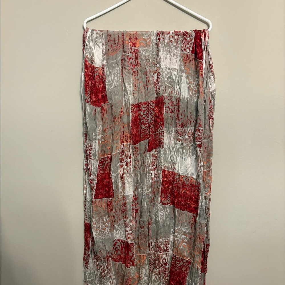 Patchwork Red and Gray Scarf